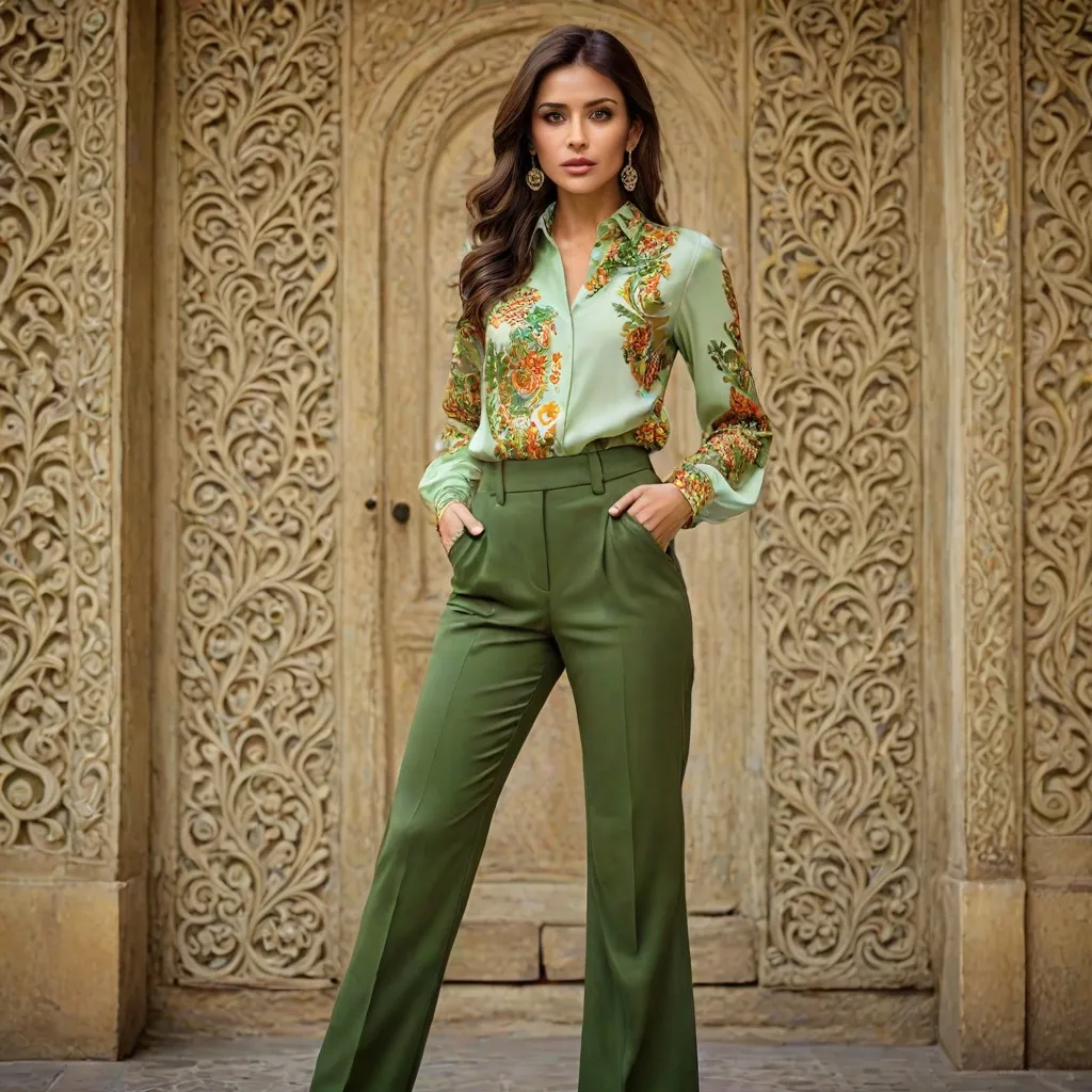 Jaka bluzka pasuje do zielonych spodni?